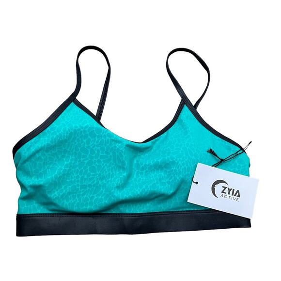 Zyia NWT Active Jade River Stone Metallic Athletic Sports Bra Green Black Large - Picture 4 of 10